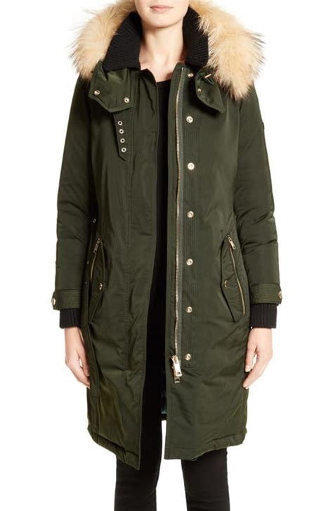 Burberry Hunnbridge Parka With Genuine Fox Fur Trim 